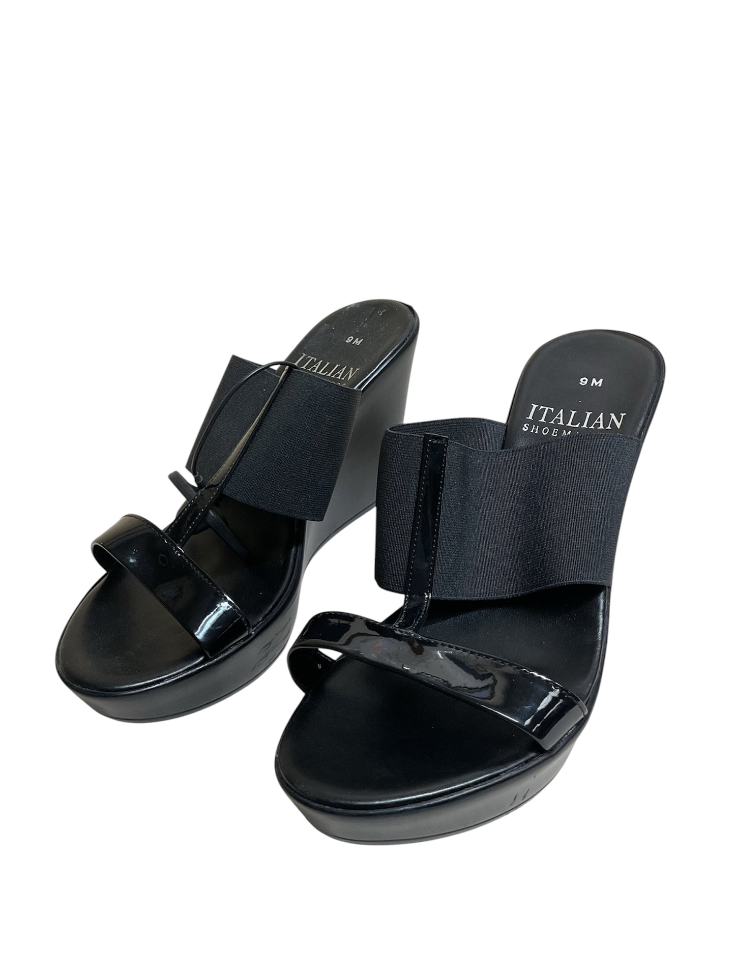 Shoes Heels Wedge By Italian Shoemakers In Black, Size:9