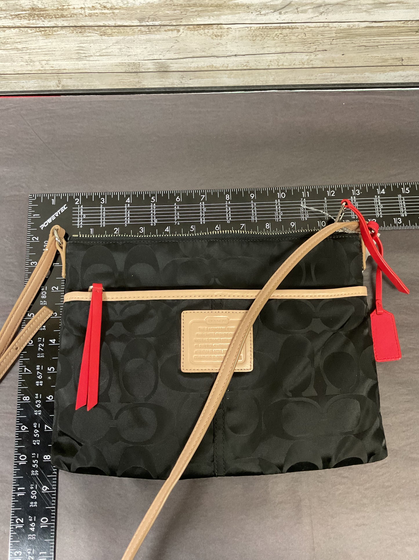 Handbag Designer By Coach In Black & Cream, Size:Small