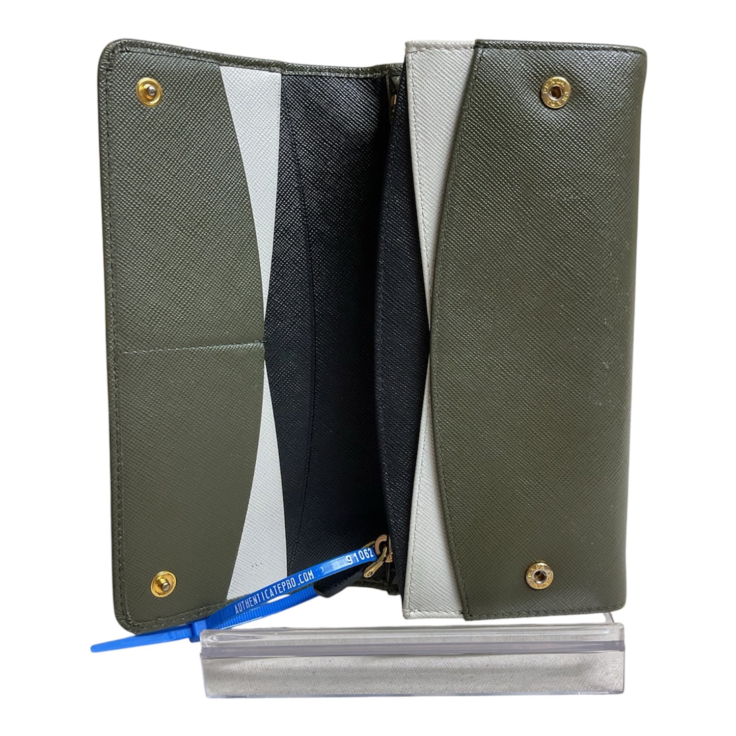 Wallet Luxury Designer By Prada In Green, Size:Large