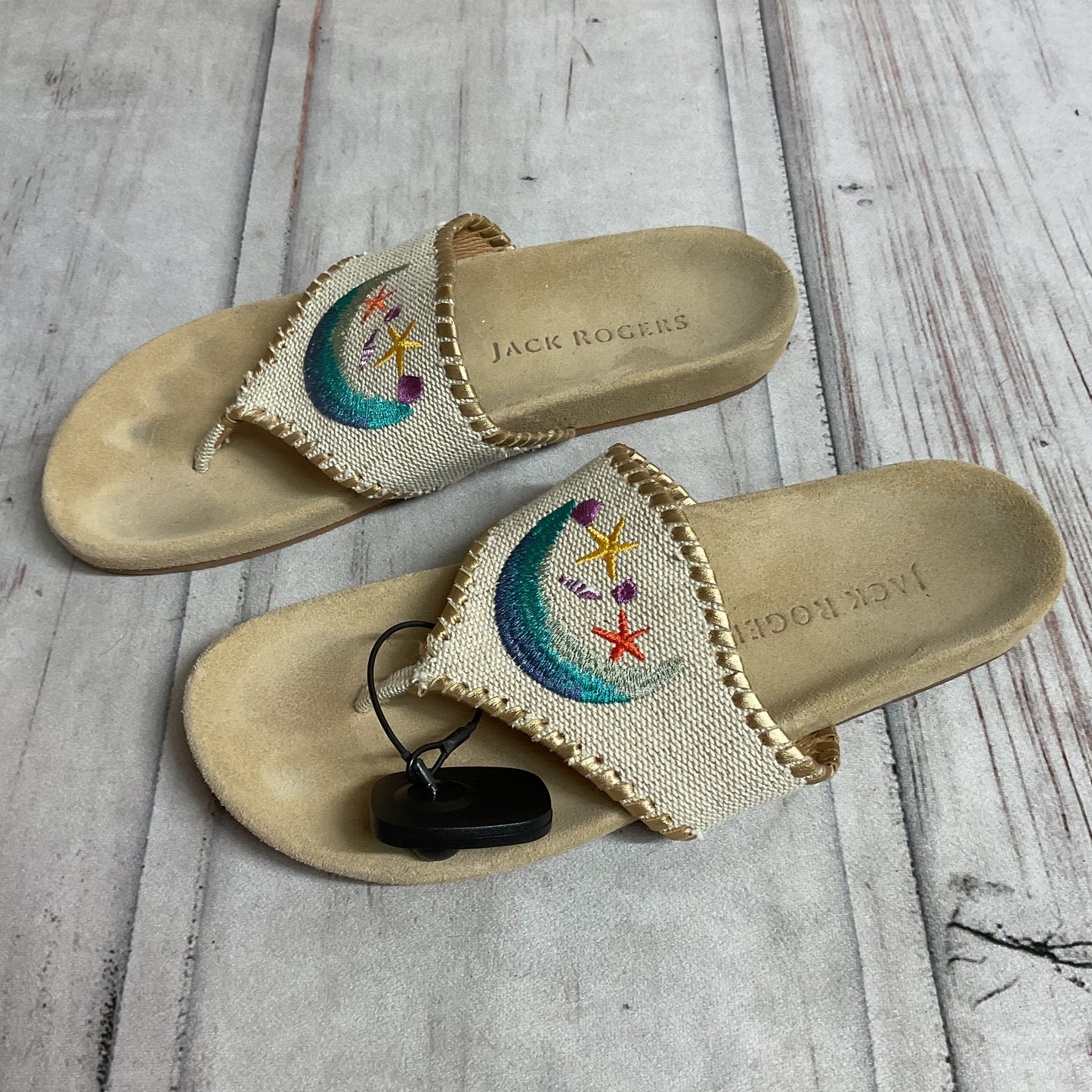 Sandals Flip Flops By Jack Rogers In Tan, Size:8.5 as-is