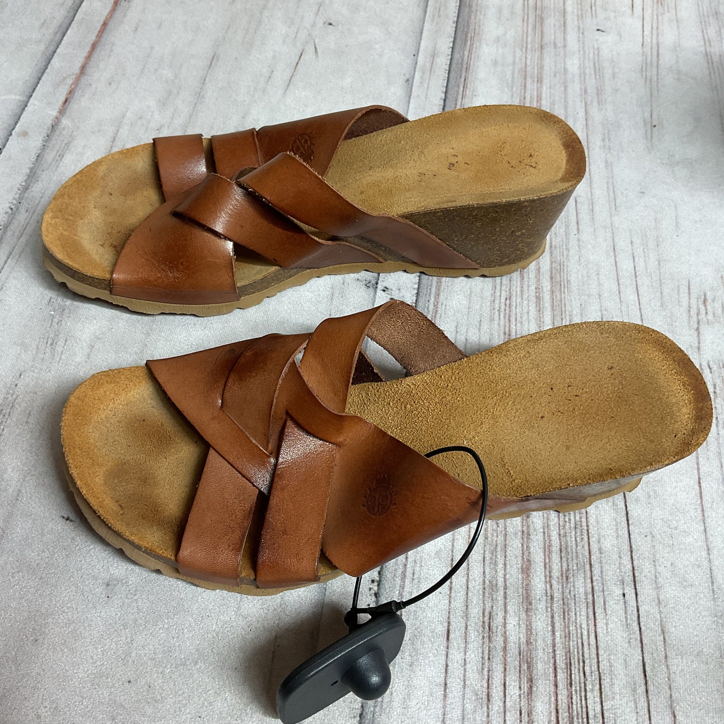 Sandals Heels Wedge By Clothes Mentor In Brown, Size:6.5