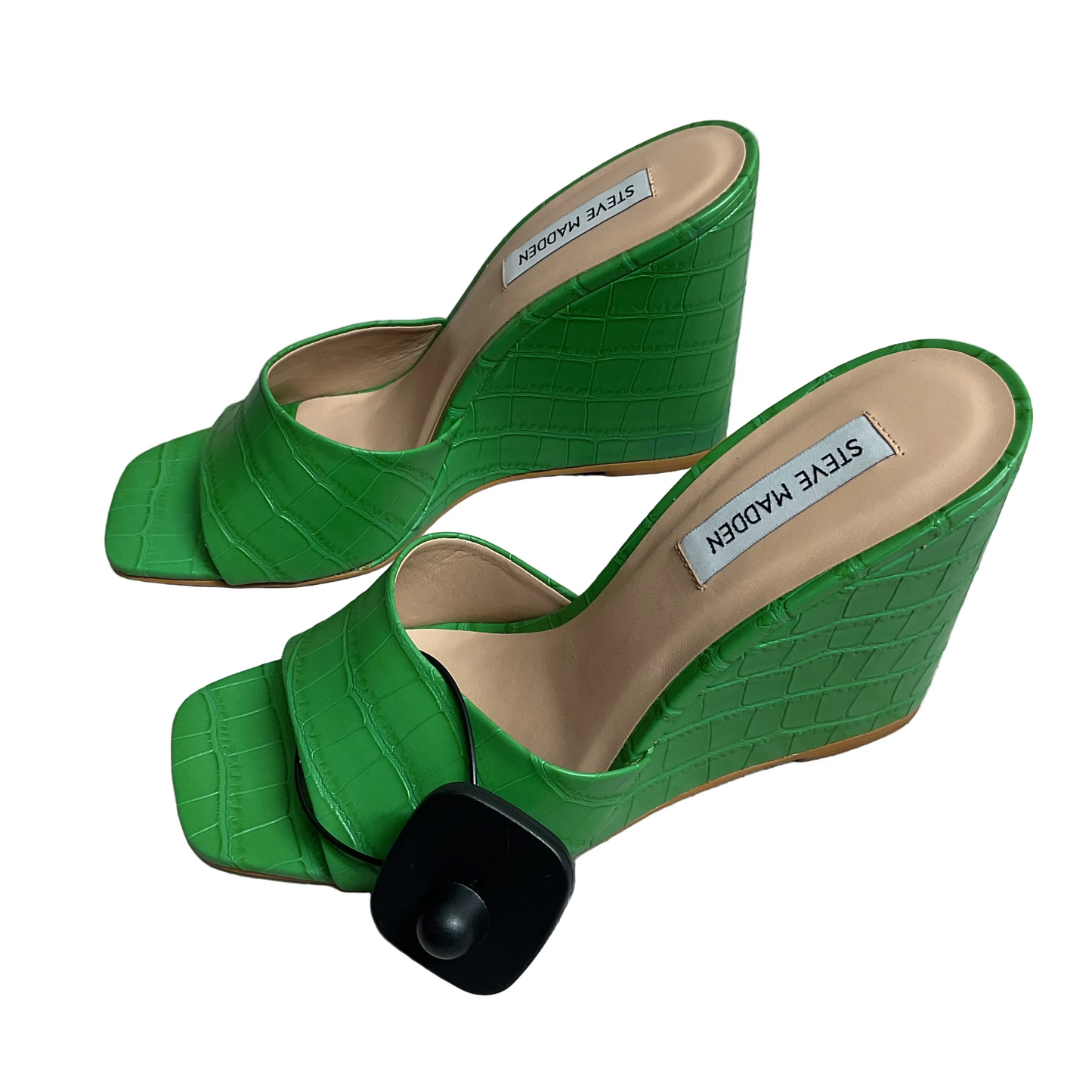 Sandals Heels Wedge By Steve Madden In Green, Size:8.5