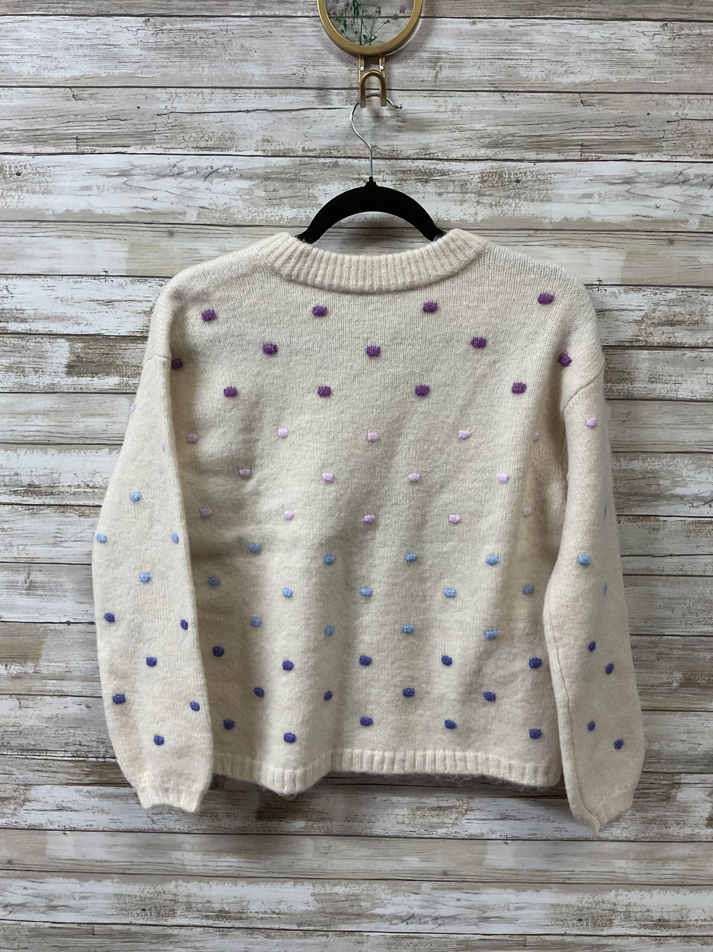 Sweater By Loft In Cream & Purple, Size:Xs
