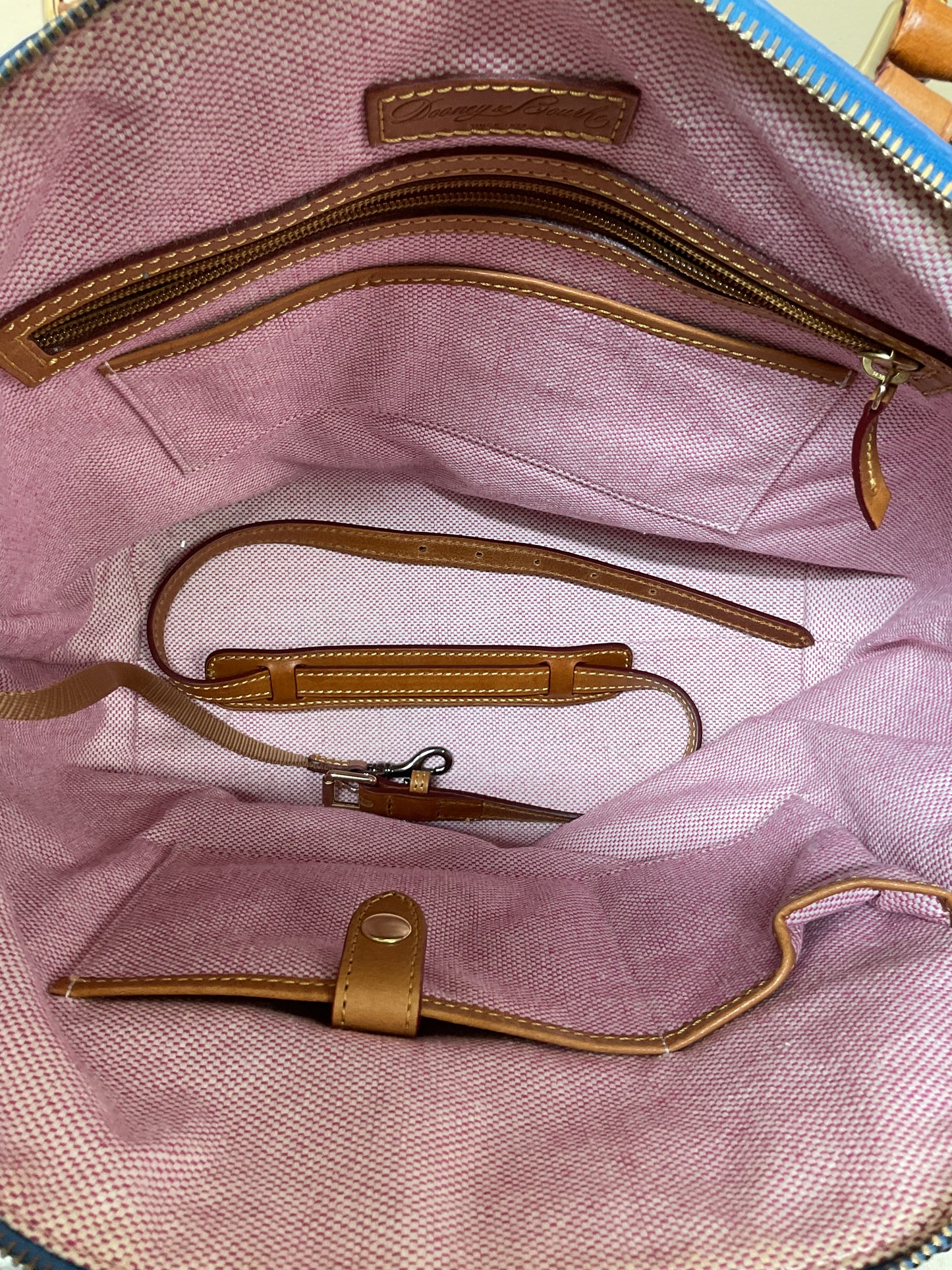 Handbag Designer By Dooney And Bourke In Blue & Brown, Size:Large