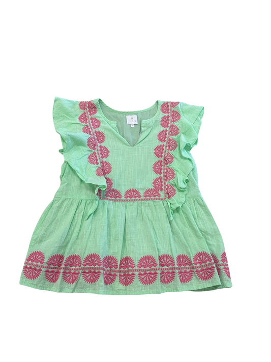 Top Sleeveless By J.Marie In Green & Pink, Size:S