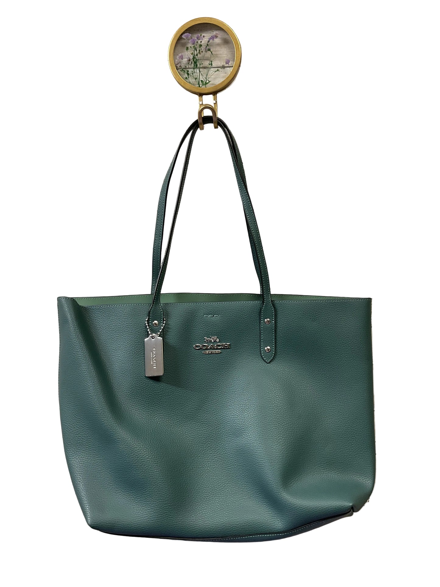 Handbag Designer By Coach In Green, Size:Large