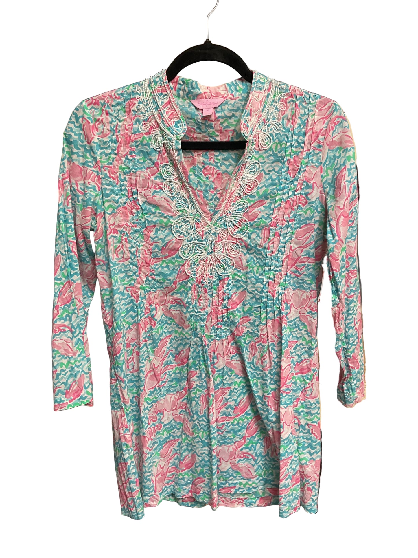Tunic Designer By Lilly Pulitzer In Blue & Pink, Size:S