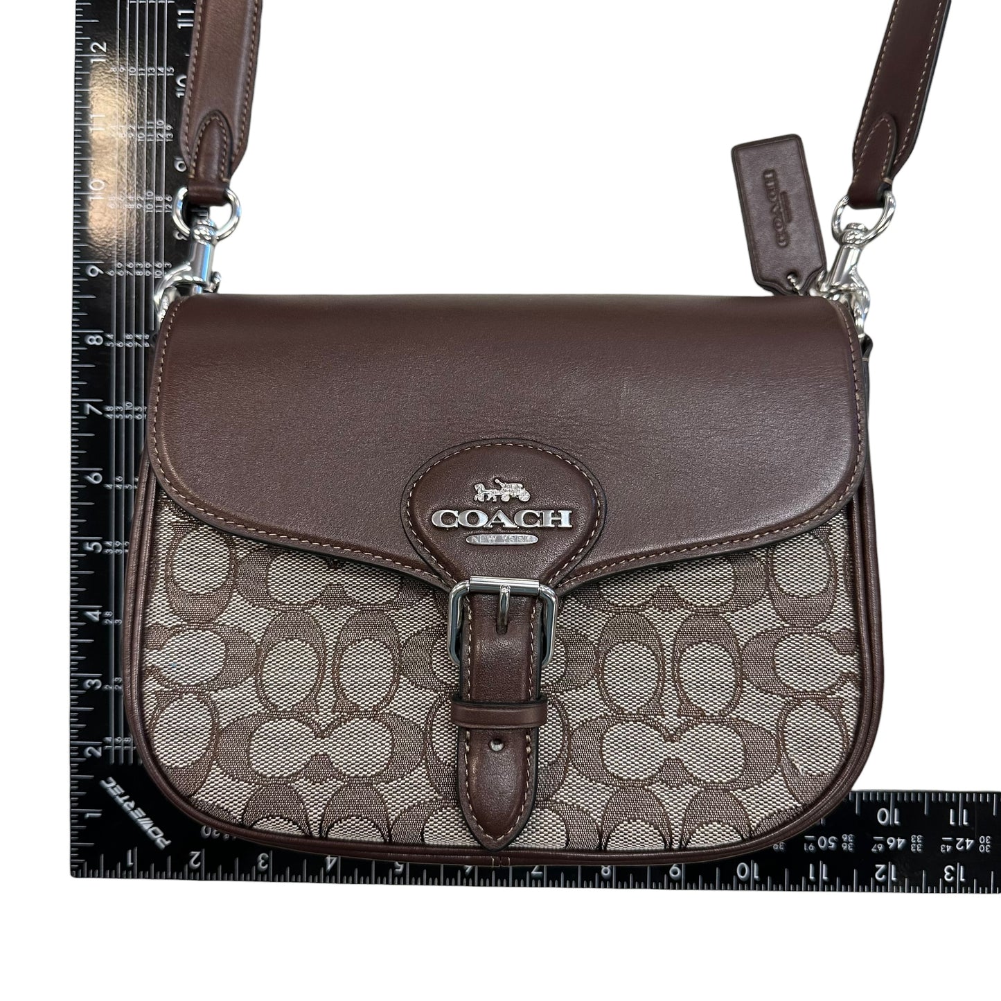 Crossbody Designer By Coach In Brown & Grey, Size:Medium
