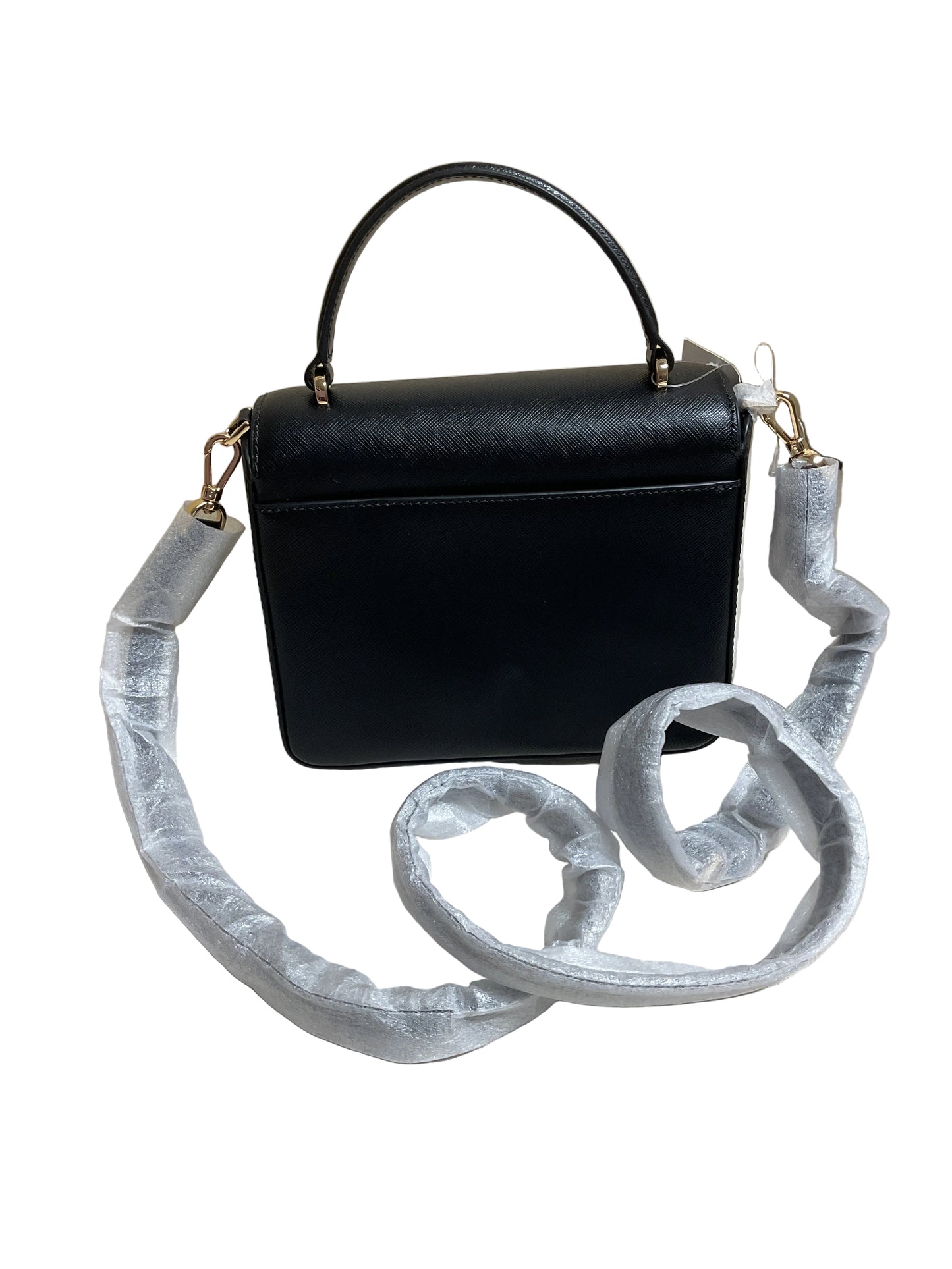 Handbag Designer By Kate Spade In Black & Gold, Size:Small