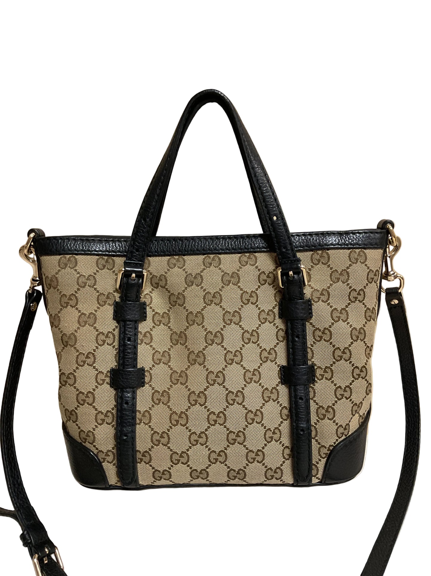 Tote Luxury Designer By Gucci In Black & Tan, Size:Small