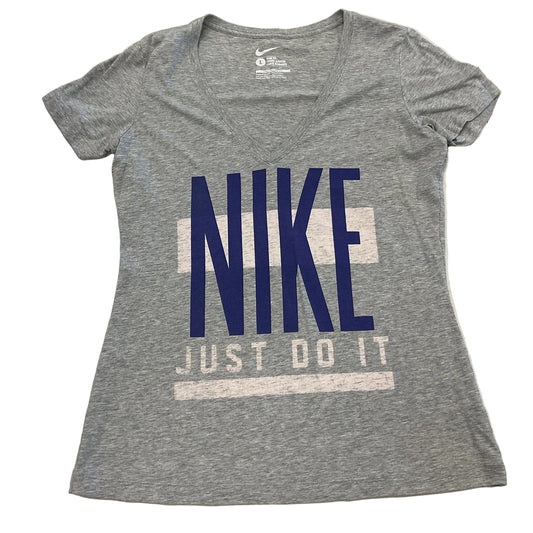 Athletic Top Ss By Nike Apparel In Blue & Grey, Size:L