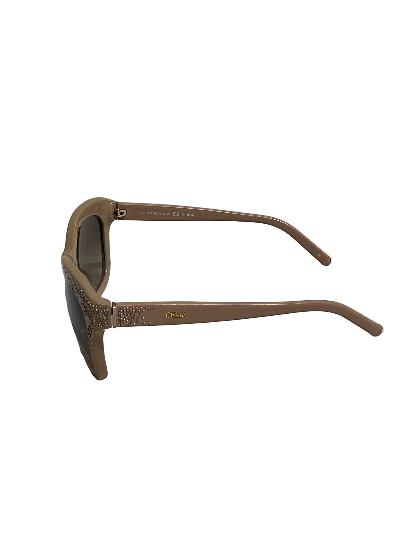 Sunglasses Luxury Designer By Chloe In Tan, Size: