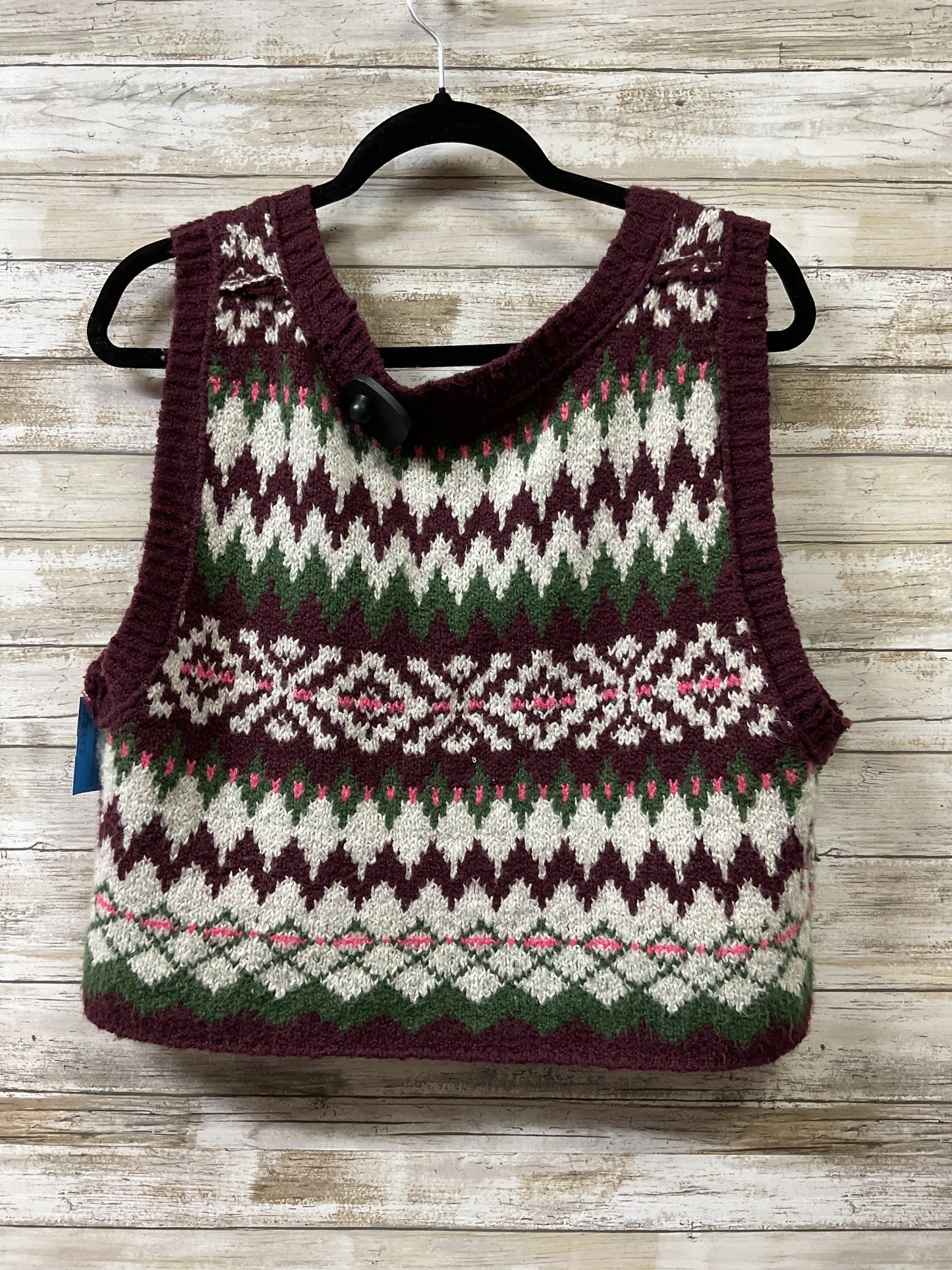 Vest Sweater By Free People In Green & Purple, Size:L