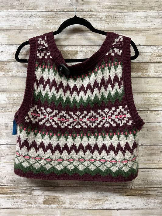 Vest Sweater By Free People In Green & Purple, Size:L