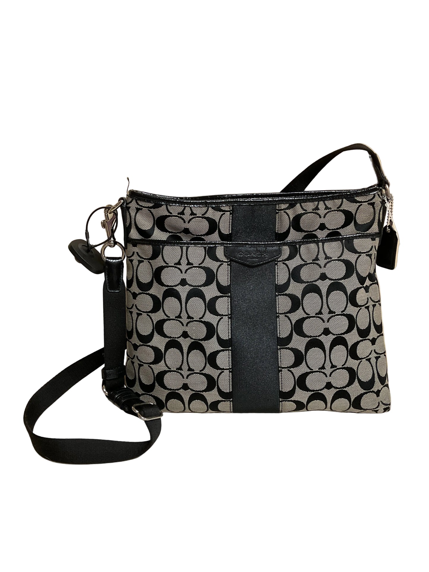 Crossbody Designer By Coach In Black & Tan, Size:Medium