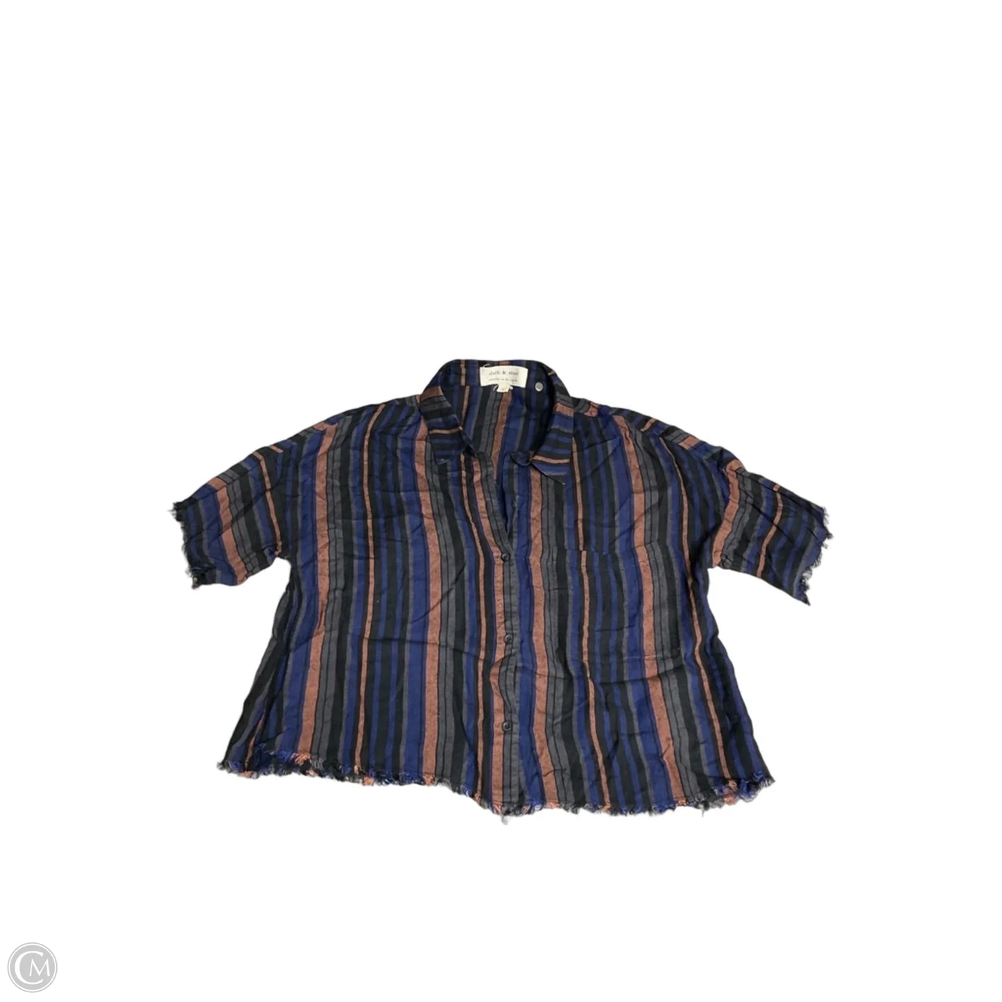 Top Short Sleeve By Cloth & Stone In Striped Pattern, Size: L