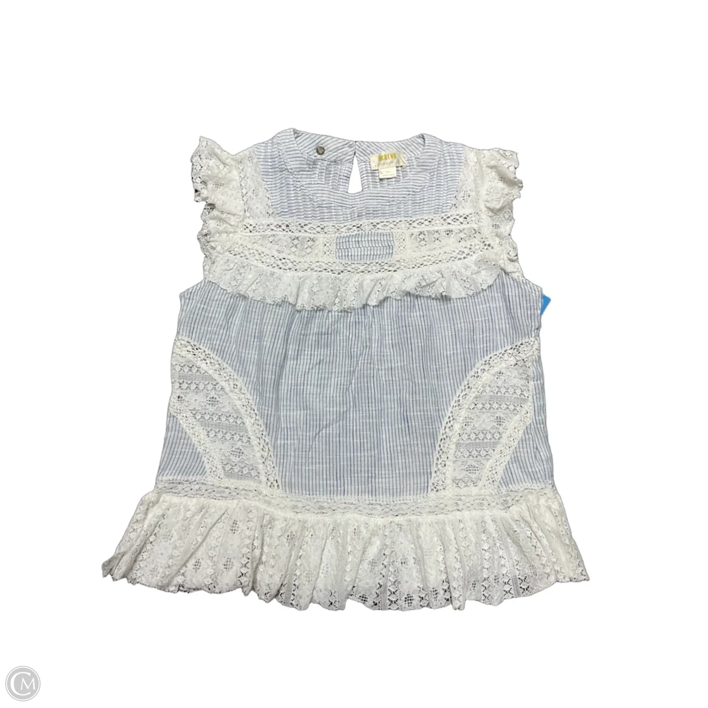 Top Sleeveless By Maeve In Blue & White, Size: S