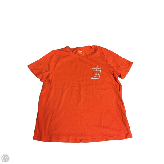 Top Short Sleeve Basic By Old Navy In Orange & White, Size: M