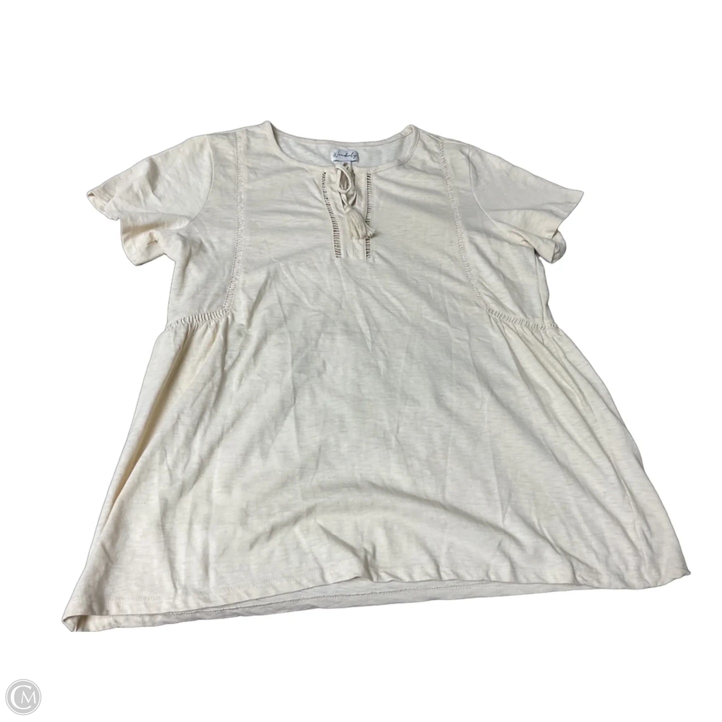 Top Short Sleeve By Wonderly In Cream, Size: M