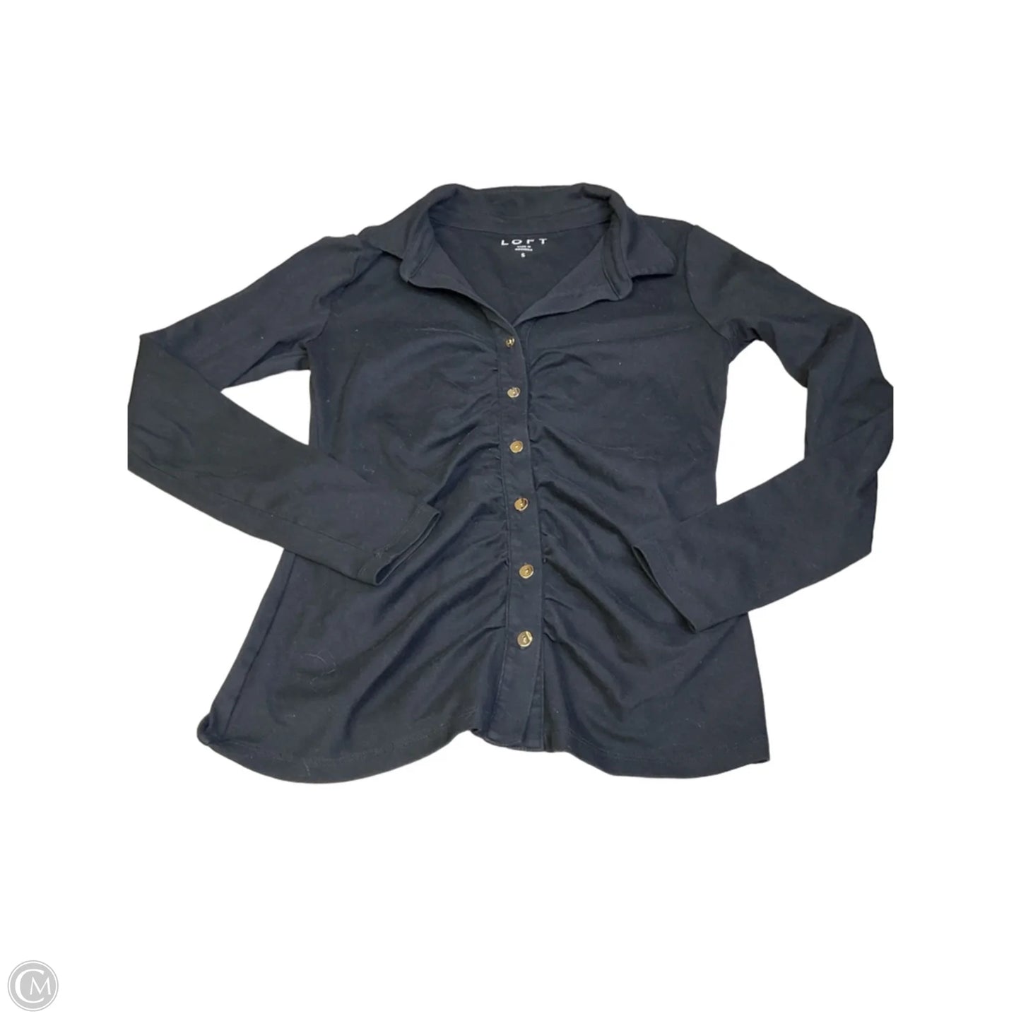 Top Long Sleeve By Loft In Black & Gold, Size: S