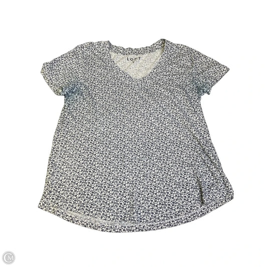 Top Short Sleeve By Loft In Blue & Cream, Size: S