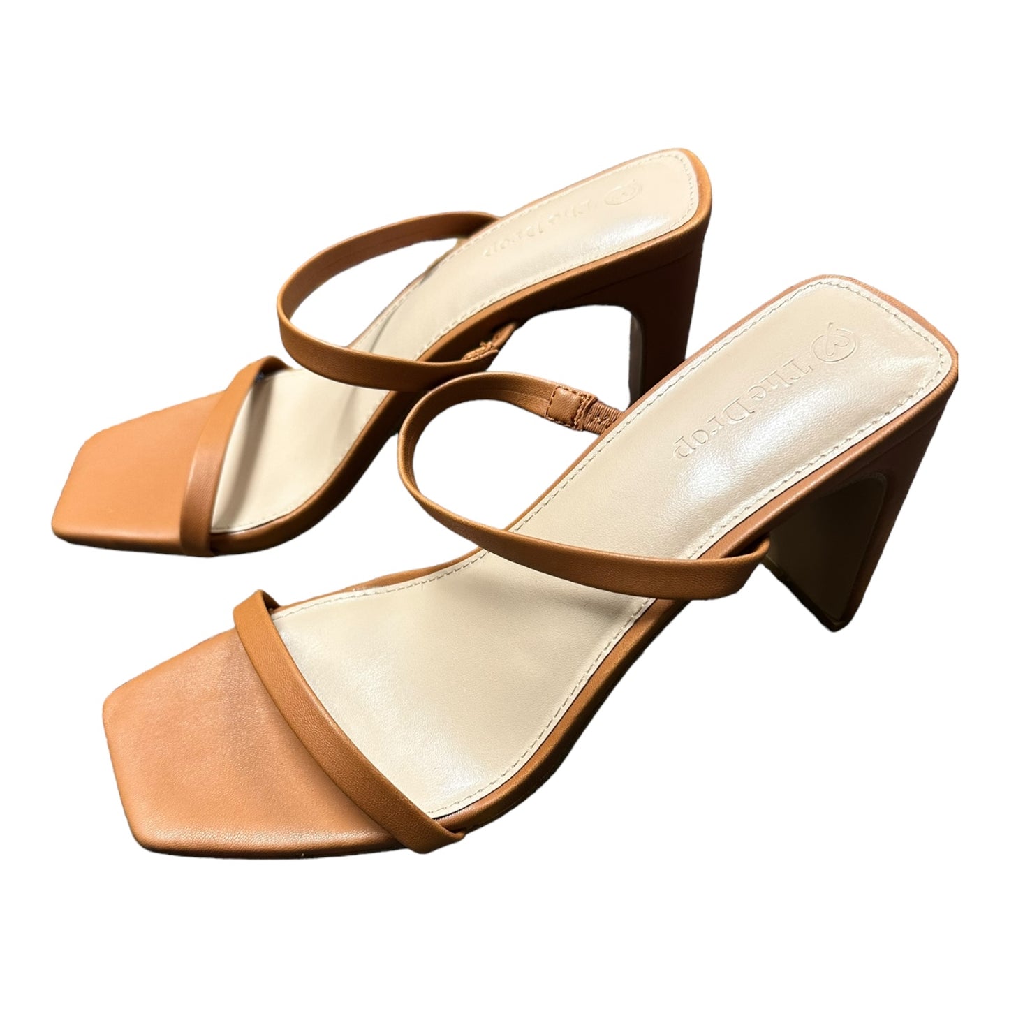 Tan Shoes Heels Block Clothes Mentor, Size 7.5