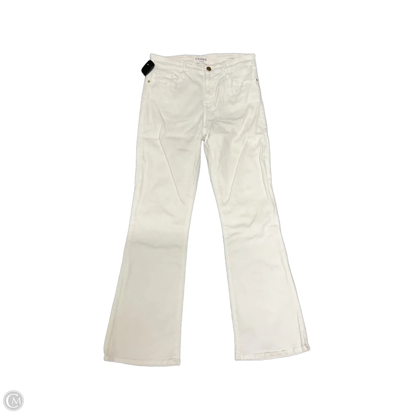 Jeans Boot Cut By Frame In White Denim, Size: 4