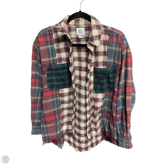 Top Long Sleeve By Bdg In Plaid Pattern, Size: Xs