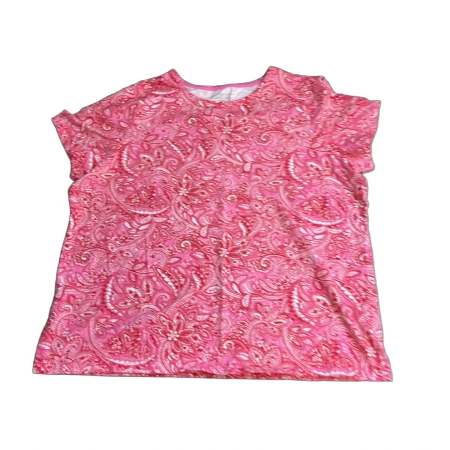 Top Short Sleeve Basic By Talbots In Paisley Print, Size: 2x