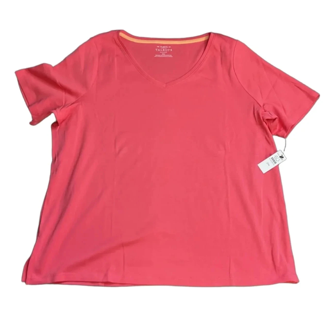 Top Short Sleeve Basic By Talbots In Coral, Size: 2x