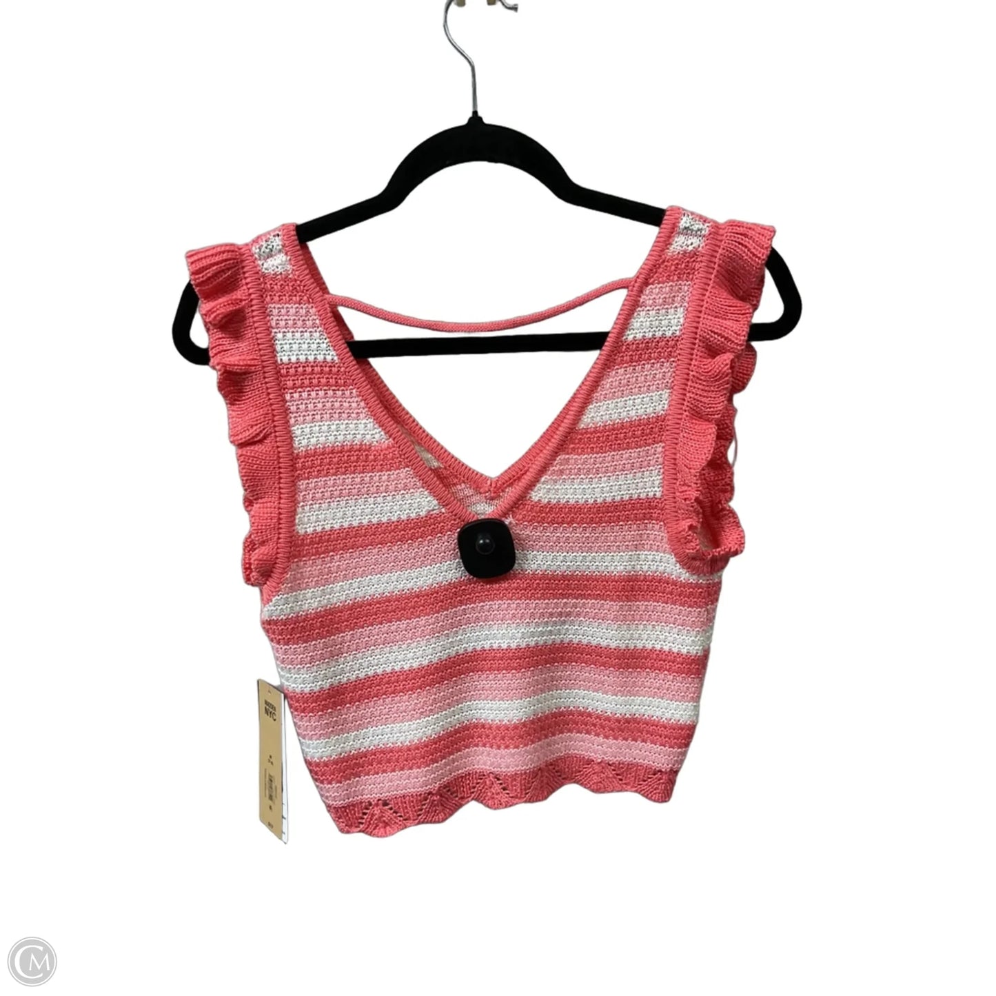 Top Sleeveless Basic By Madden Nyc In Pink & White, Size: M