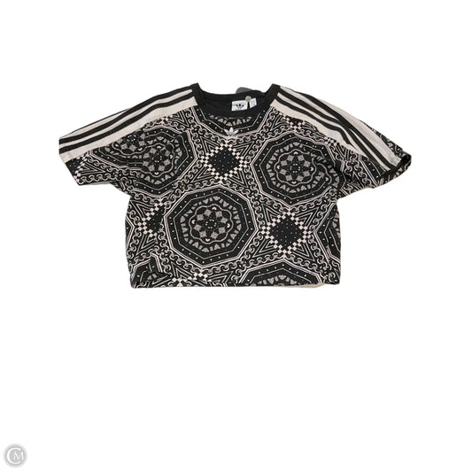 Athletic Top Short Sleeve By Adidas In Black & Grey, Size: S