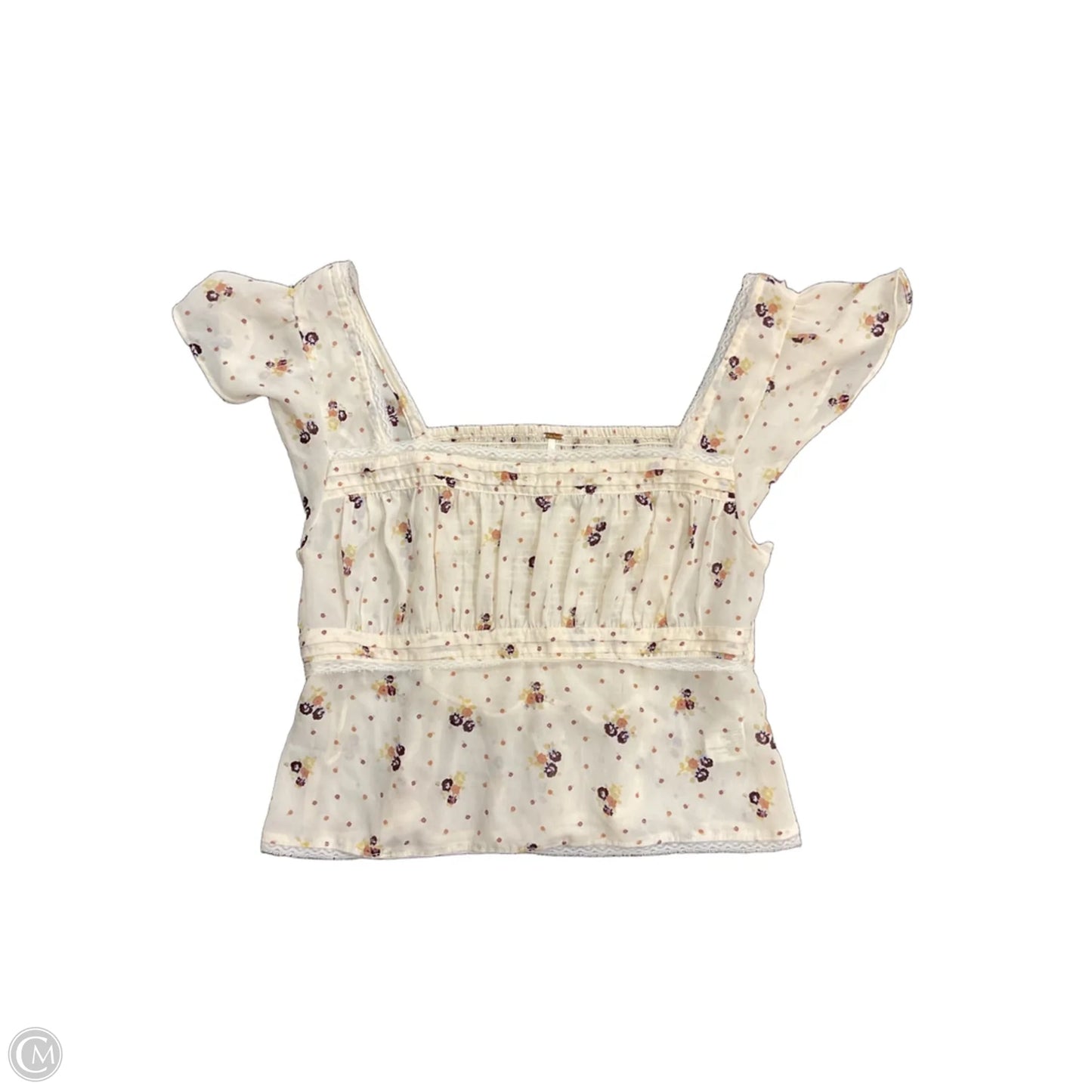 Top Short Sleeve By Free People In Floral Print, Size: S