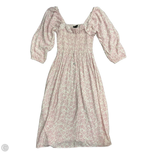 Dress Casual Midi By Cmc In Pink & White, Size: M