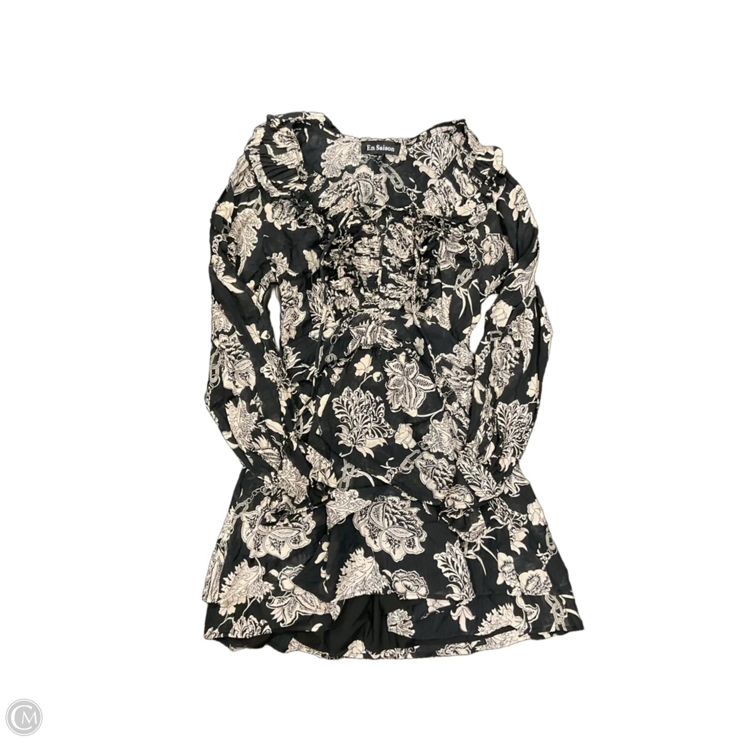 Dress Casual Short By En Saison In Black & Cream, Size: M