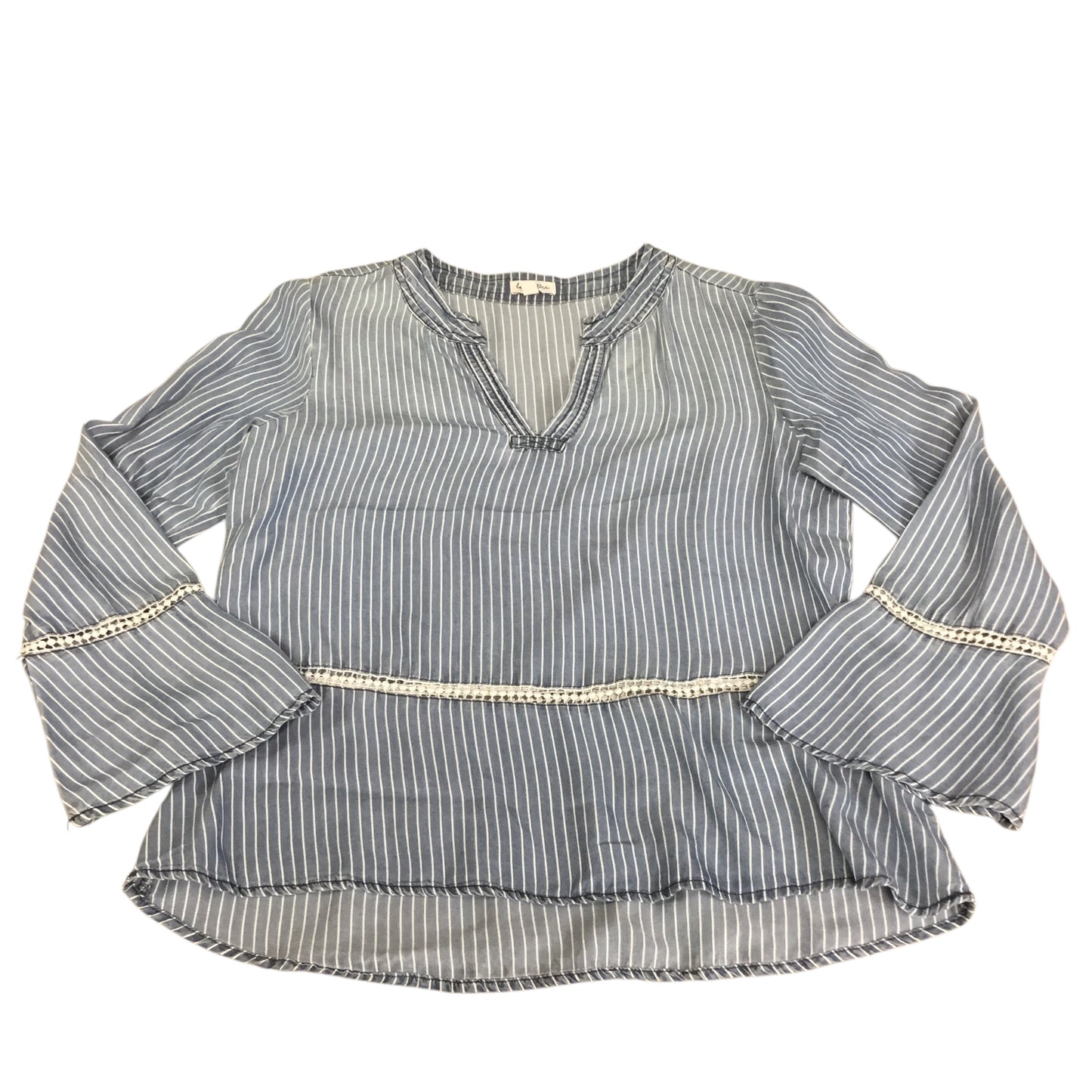 Top Long Sleeve By Love Fire In Blue, Size: M