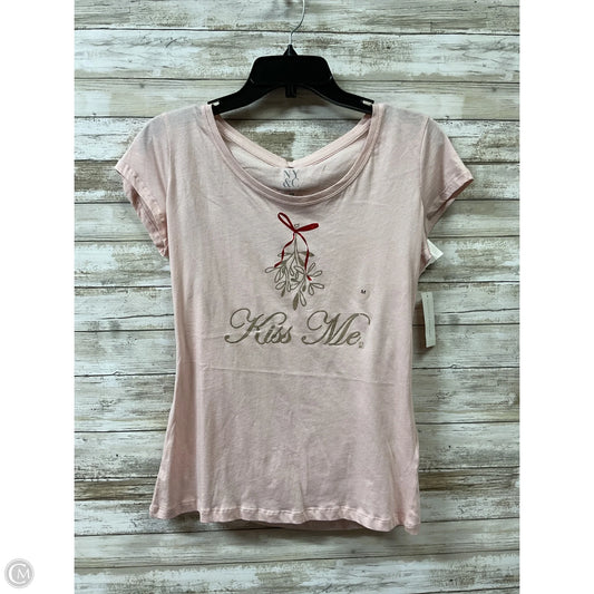 Top Short Sleeve By New York And Co In Light Pink, Size: M
