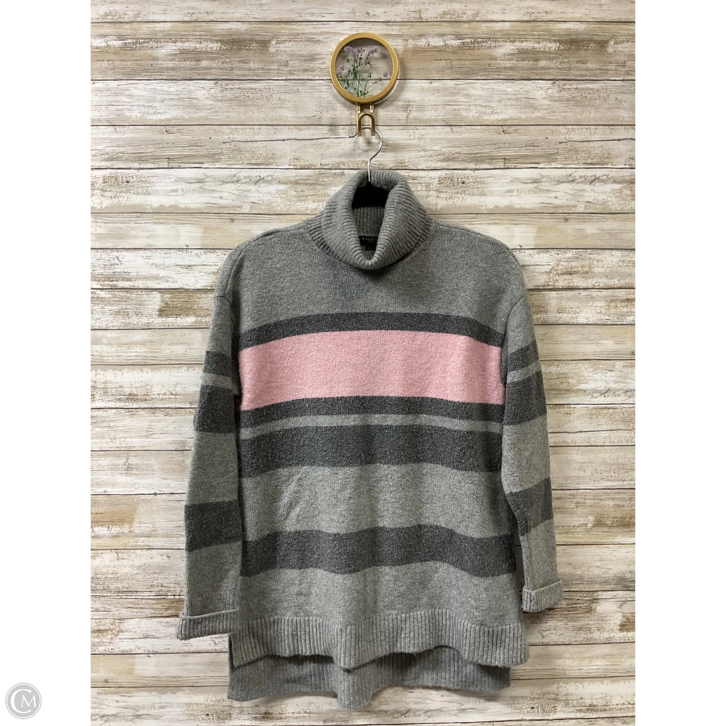 Sweater By Talbots In Grey & Pink, Size: Lp