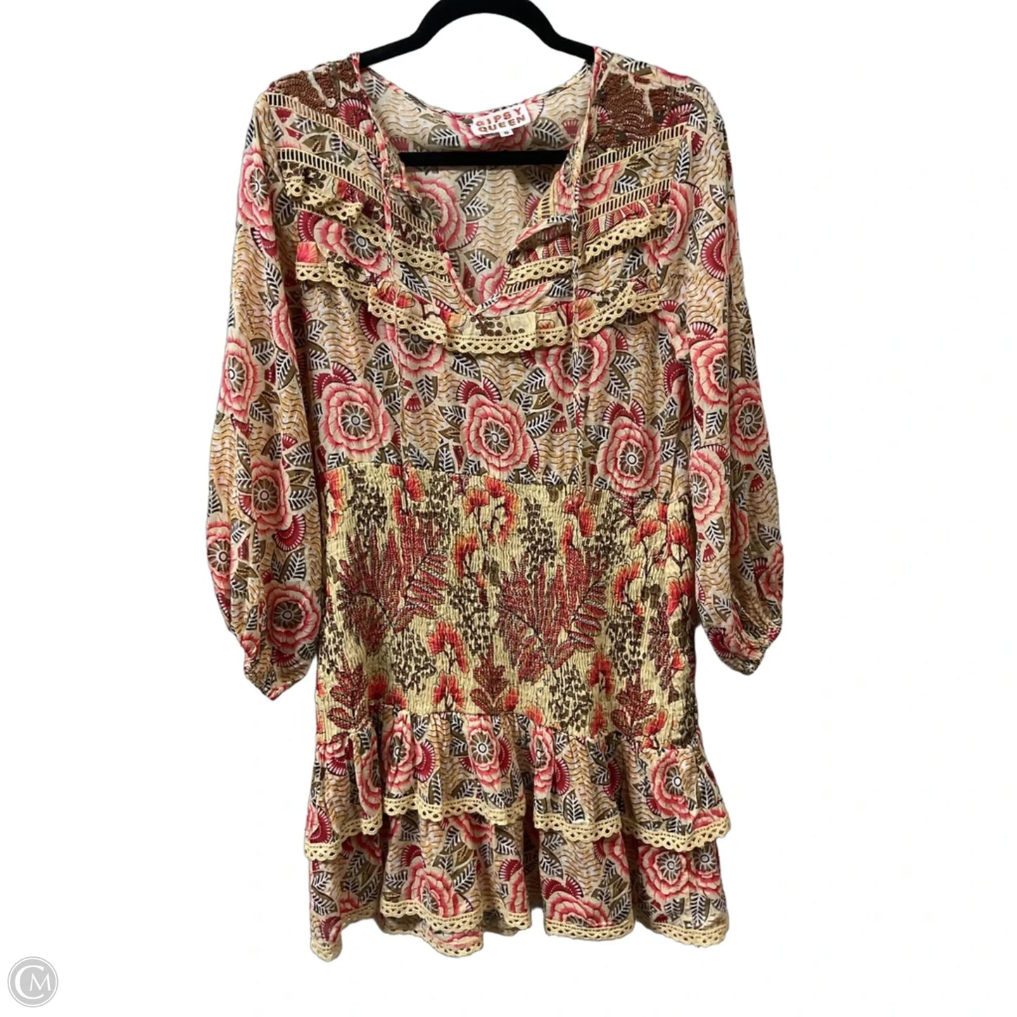 Dress Casual Short By Cmb In Red & Tan, Size: S