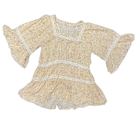 Dress Casual Short By Free People In White & Yellow, Size: Sp