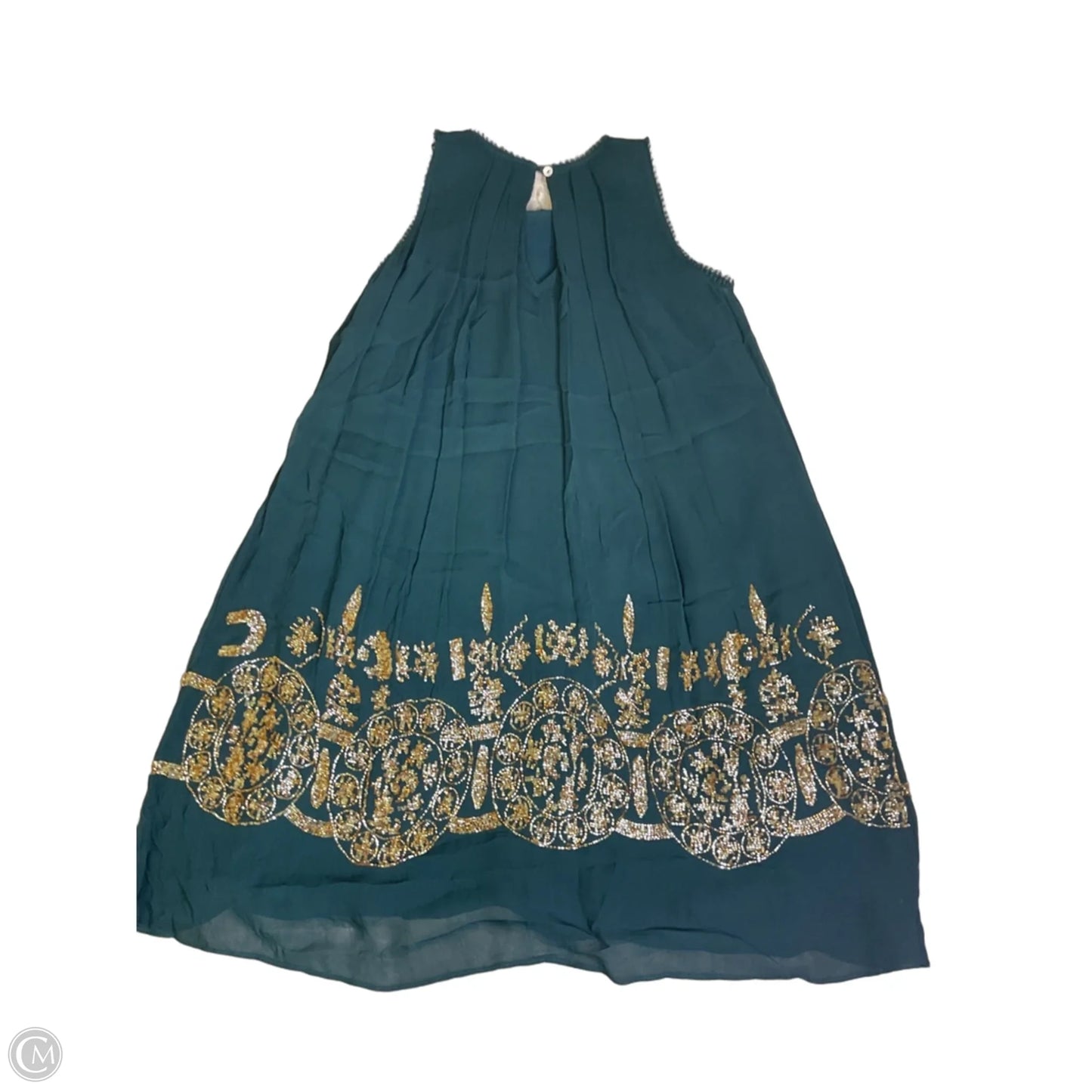 Dress Casual Short By Anthropologie In Gold & Green, Size: 0