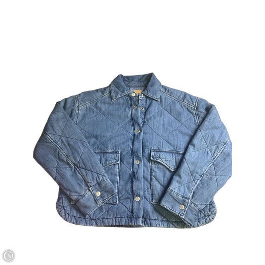 Jacket Puffer & Quilted By Gap In Blue Denim, Size: Xs