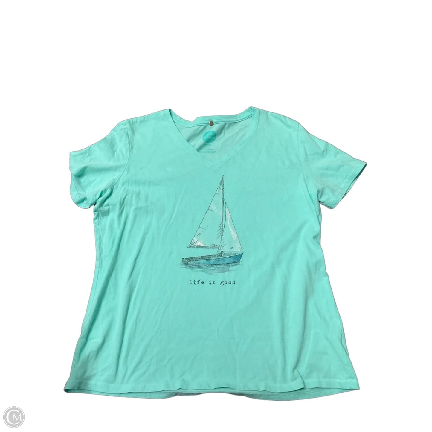 Top Short Sleeve By Life Is Good In Blue, Size: L