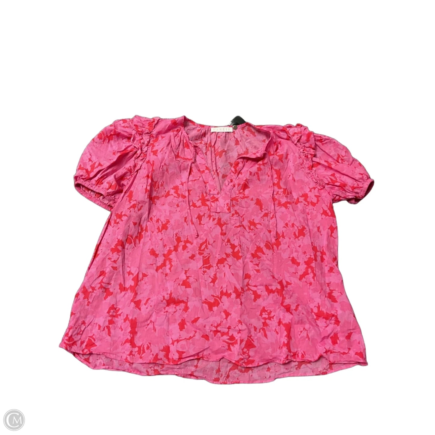 Blouse Short Sleeve By Karlie In Pink & Red, Size: L