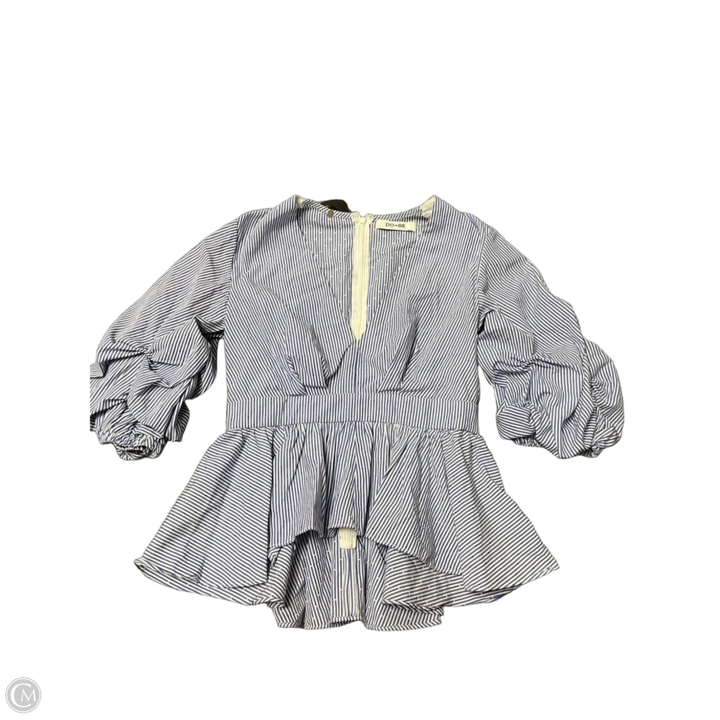 Blouse Short Sleeve By Do + Be In Blue & White, Size: M