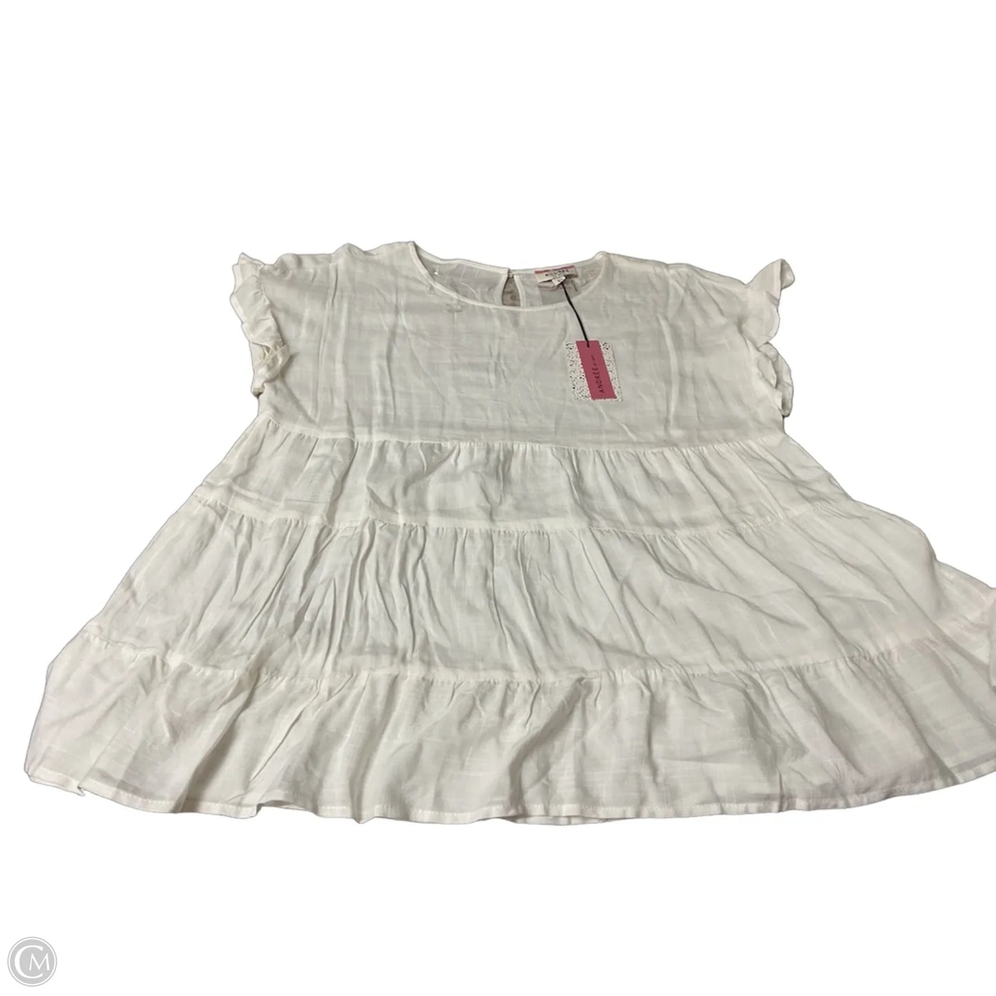 Top Short Sleeve By Andree By Unit In White, Size: L