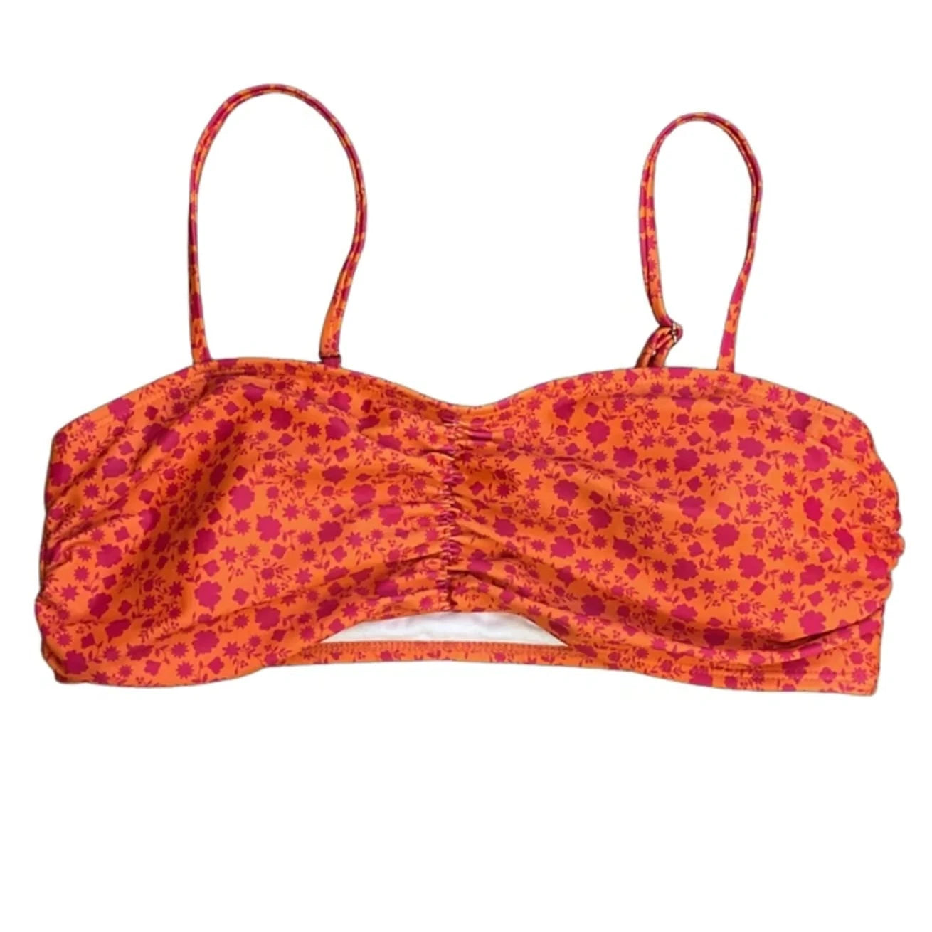 Swimsuit Top By Shein In Orange & Pink, Size: L