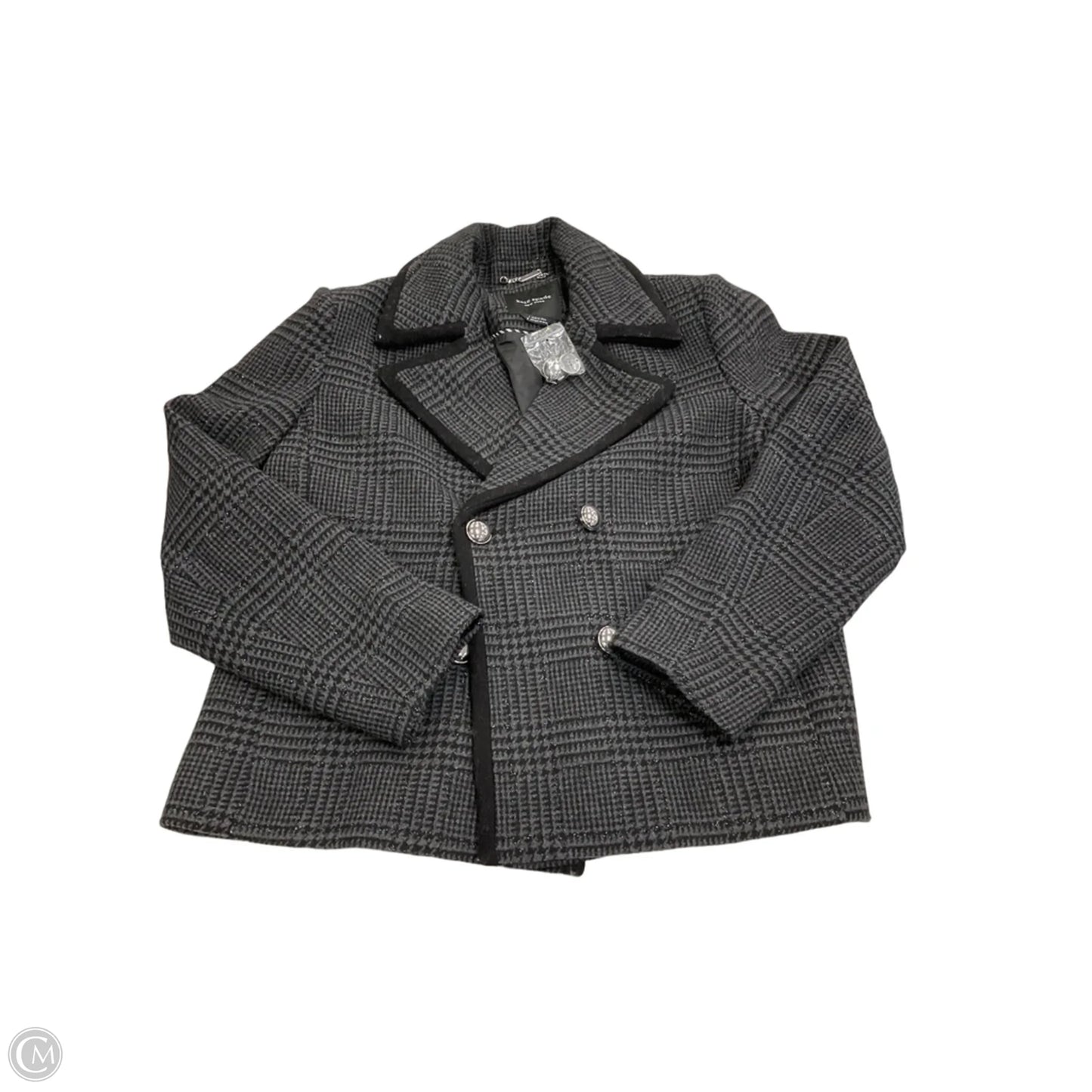 Coat Designer By Kate Spade In Black & Grey, Size: L