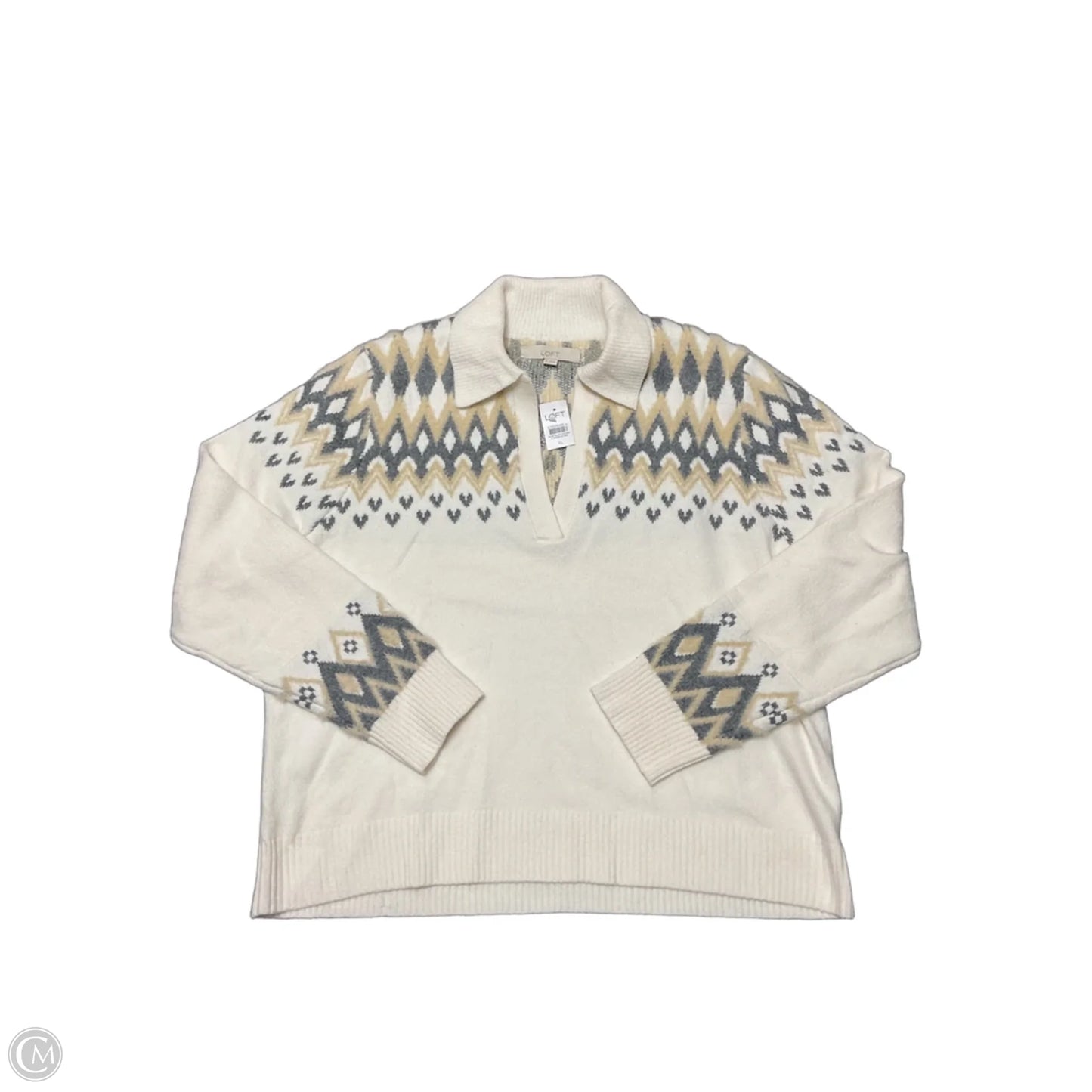 Sweater By Loft In Cream & Grey, Size: Xs