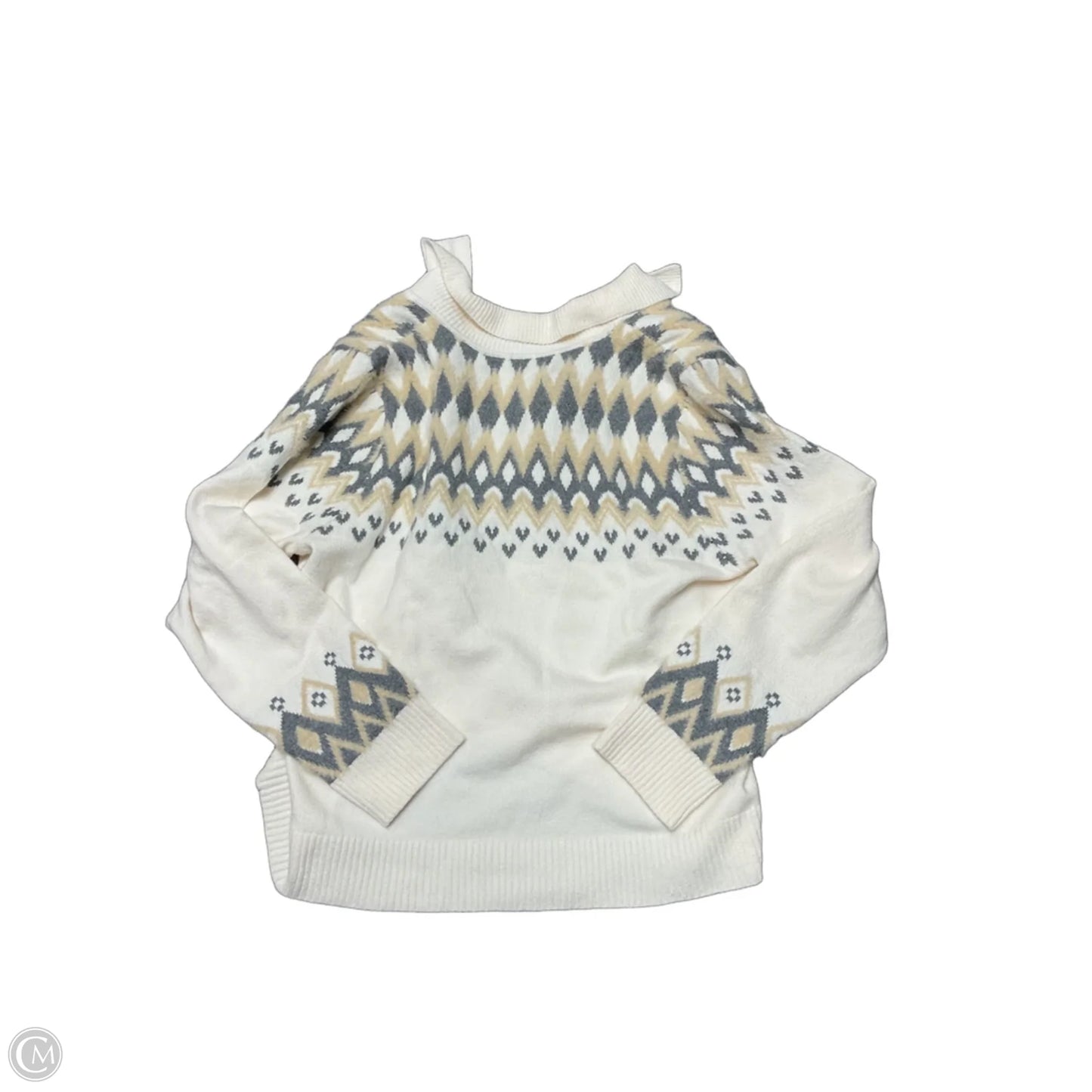 Sweater By Loft In Cream & Grey, Size: Xs